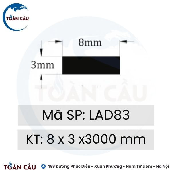 Kích thước Nẹp đồng la 8x3