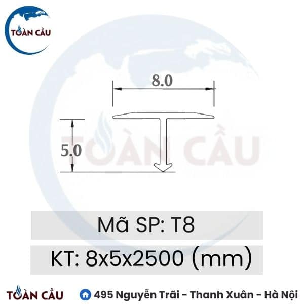 Thông tin sản phẩm nẹp nhôm T8