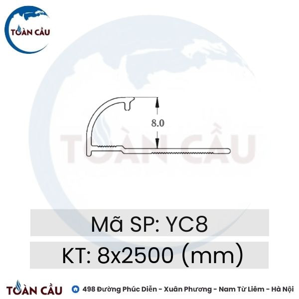 Nẹp góc ngoài bo tròn YC8