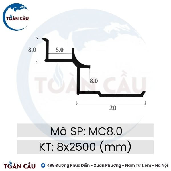 Nẹp góc ngoài bo tròn MC8.0