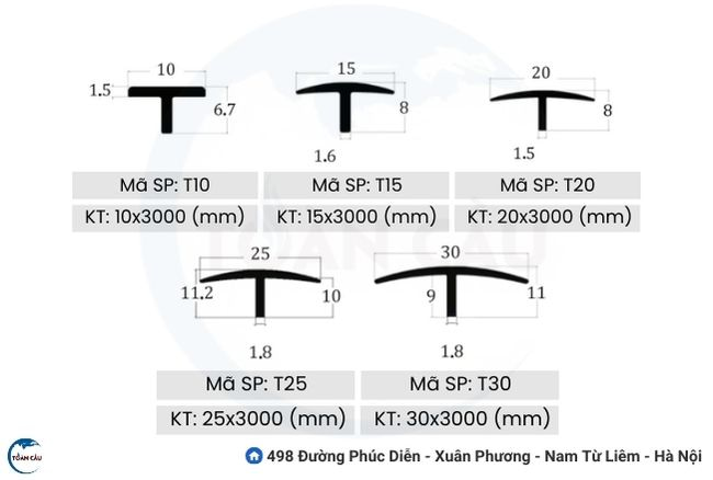 Các loại Nẹp T đồng phổ biến hiện nay
