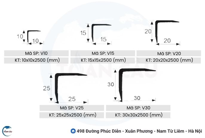 Nẹp V nhôm có những loại nào?